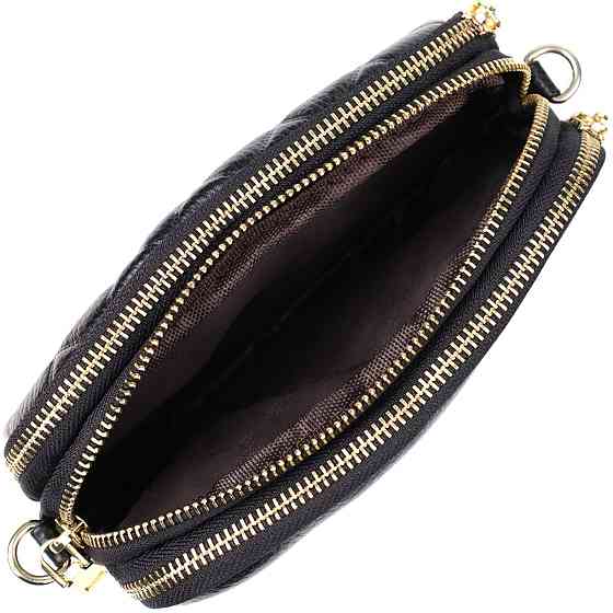 Сумка з натуральної шкіри з трьома відділеннями для жінок Vintage 22890 Чорний Київ