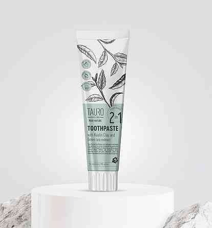 Tauro Pro Line Pure Nature 2in1 Антибактеріальна зубна паста з каоліном, цеолітом та екстрактом зеленого чаю для собак і котів, 100 мл Киев