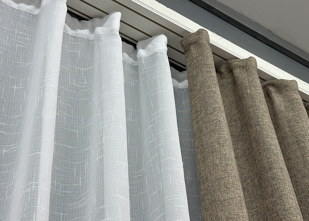 Комплект штор VR-Textil Лен Мешковина 150х270 2шт и Тюль 600х270 1770ш-115т Какао с белым 71-023/5 Киев - изображение 7