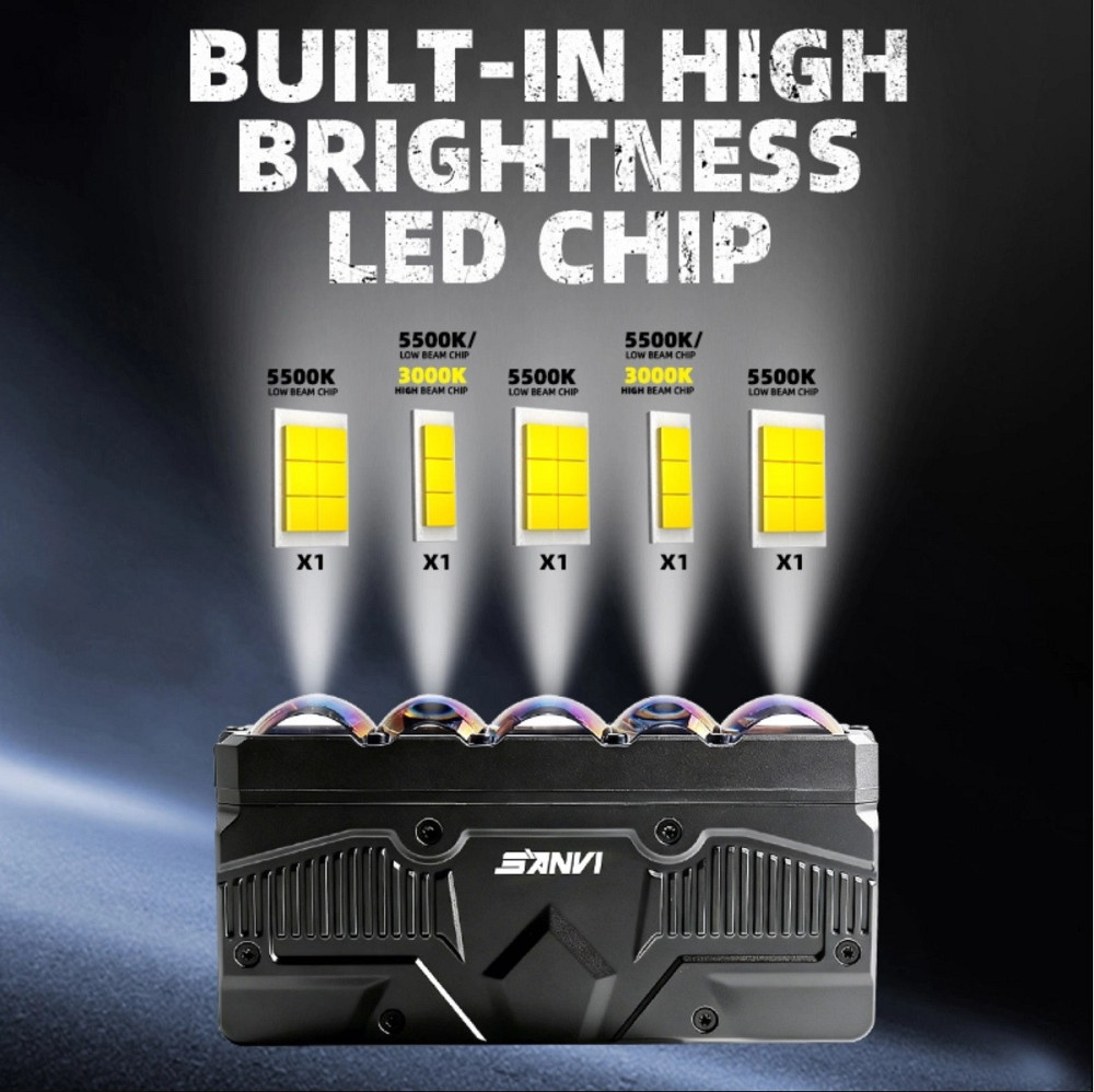 Комплект Bi-LED модулів Sanvi S500W+Y 75/108W 12V 6000K/3000K — ближнє + дальнє світло, 2 шт Харків - фото 6