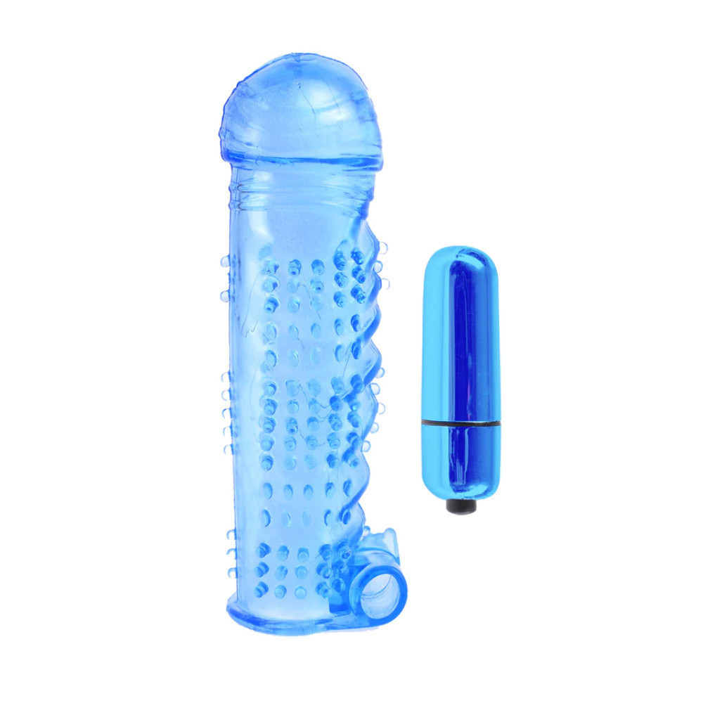 Рельєфна насадка для пеніса Pipedream, з віброкулею, блакитна, 14 × 4,4 см Sex Aura Київ - фото 1