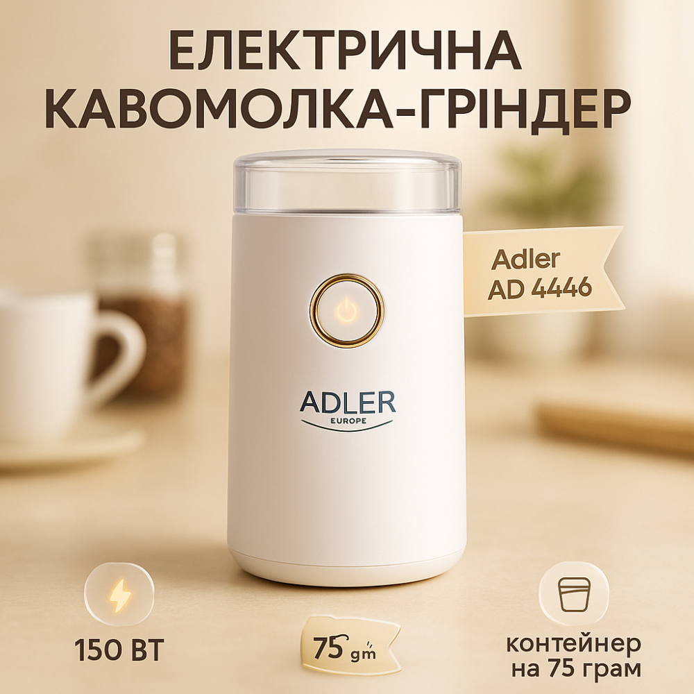 Кофемолка электрическая Adler AD 4446-wg Белая 150 Вт кухонный мини измельчитель для зерен кофе TN-18 Львов - изображение 12