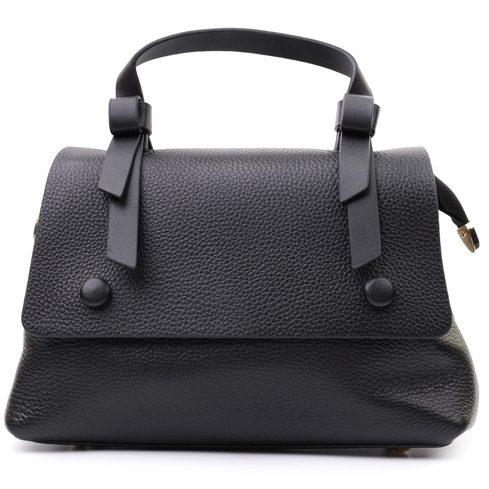 Люксова сумка для жінок з короткою ручкою з натуральної шкіри Vintage 22670 Чорна Київ - фото 5