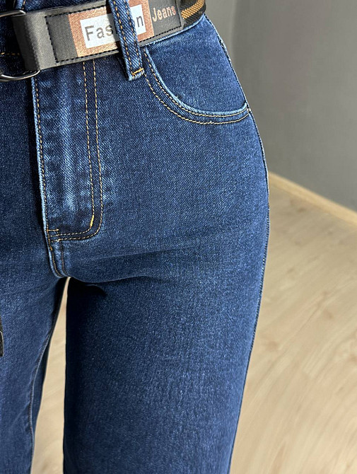 Джинсы женские Derun 8198-8170 палаццо прямые с ремнем синие, синий, 28, 28, 76 см, 103 см Киев - изображение 17