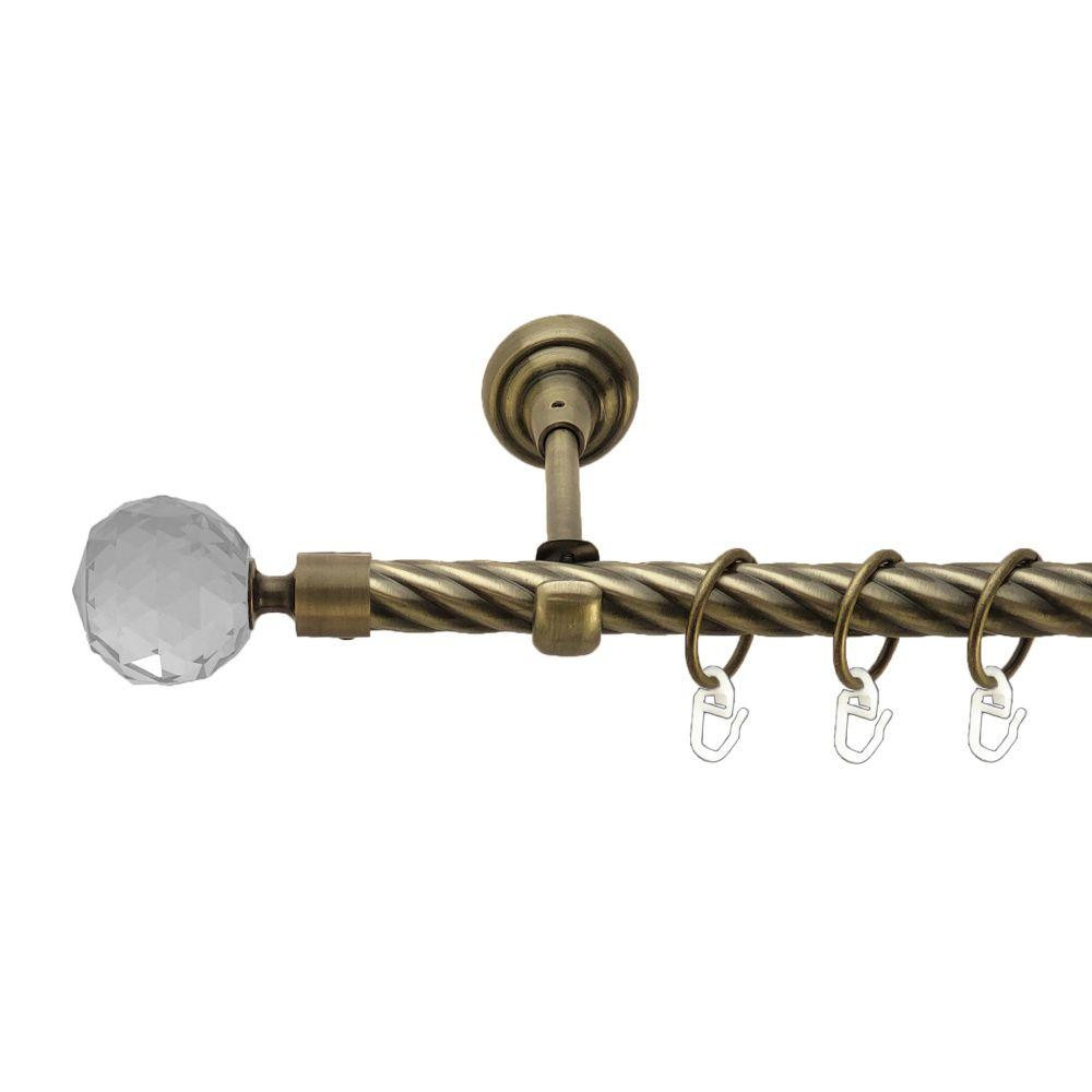 Карниз Orvit Люміера металевий однорядний відкритий скручена труба кільце металеве Антик 19 мм 160 см (00-00017169) Львів - фото 1