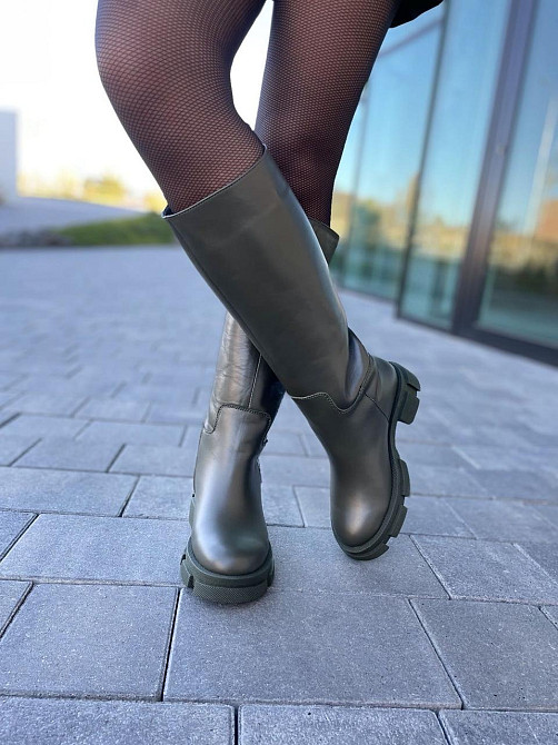 Чоботи жіночі GREMMY хакі натуральна шкіра зима висота 37 см (4860) Коломия - фото 9