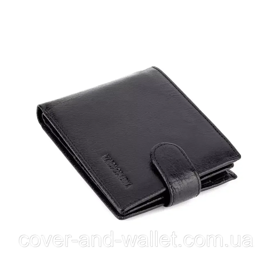 Горизонтальный мужской кошелек из высококачественной кожи черного цвета на кнопке Marco Coverna BK 010-823 Киев - изображение 4