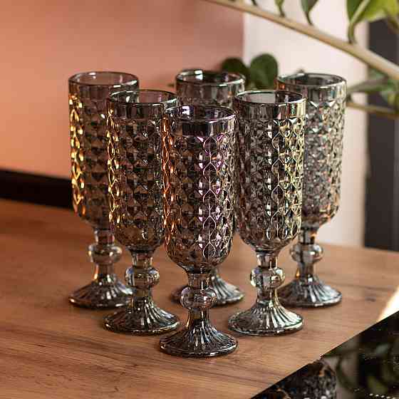 Yiwu Набір келихів для шампанського 6 штук по 160 (мл) Сірий HP-19-115 Коломия