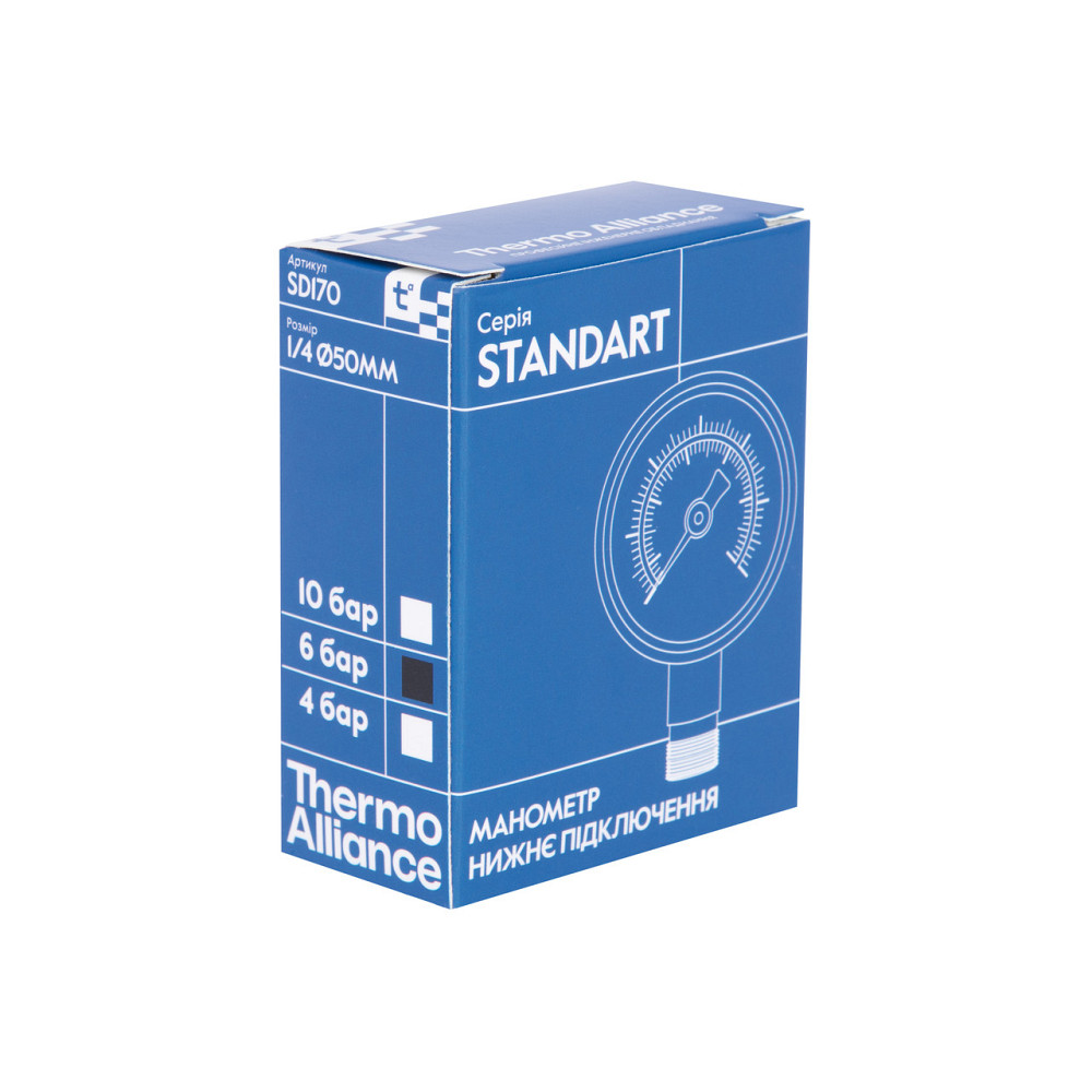 Манометр Thermo Alliance Standart 50 мм 1/4", нижнє під'єднання SD1706B Київ - фото 14