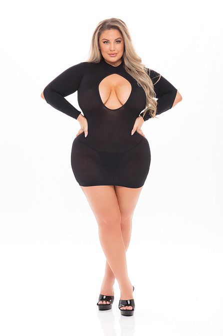 Платье Pink Lipstick Lingerie с открытой спиной и глубоким декольте, черное, PLUS SIZE Sex Aura Киев - изображение 1