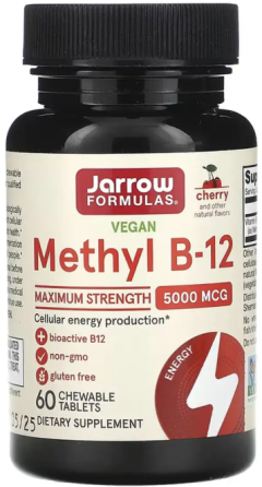 Витамин В12 Jarrow Formulas Methyl B-12 Methylcobalamin 5000mcg 60 жев таб вишня Киев