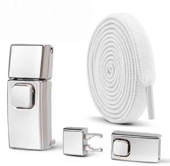 Еластичні шнурки без зав'язок з металевими застібками Білий Смела