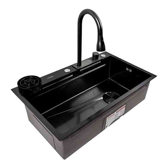 Кухонна мийка PVD чорна CM 75*46A Platinum Handmade "Водоспад" Коломыя