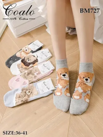 Шкарпетки жіночі з ведмежатами. У наборі з 5 шт. Яскраві жіночі шкарпетки з приколами. Coalo socks. Розмір 36-41 Київ