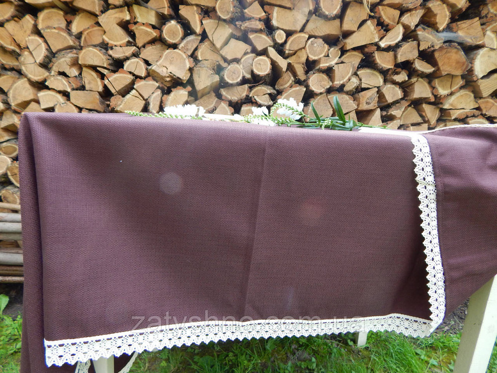 Скатерть коричневая с ажуром по боках Киев - изображение 6