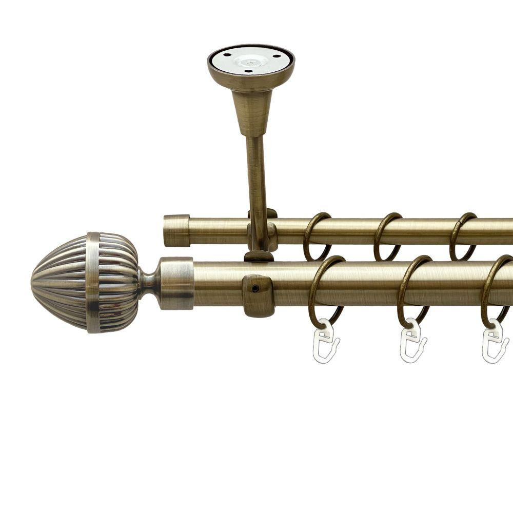 Карниз Orvit Одеон металевий дворядний відкритий до стелі гладка труба кільце металеве Антик 25\16 мм 300 см Львов - изображение 1