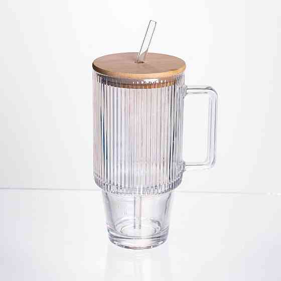 Yiwu Кружка скляна з кришкою і трубочкою 750 (мл) HP-19-49 Коломия