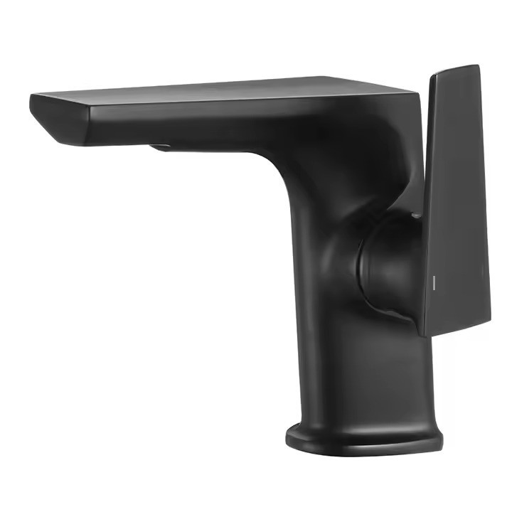 Змішувач для умивальника, раковини з латуні дизайнерський, з боковим важелем колір чорний Кам'янець-Подільський - фото 1