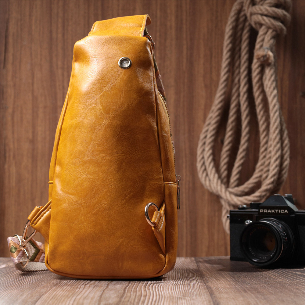 Яскрава жіноча слінг сумка через плече з екошкіри Vintage 22753 Жовтий Київ - фото 10