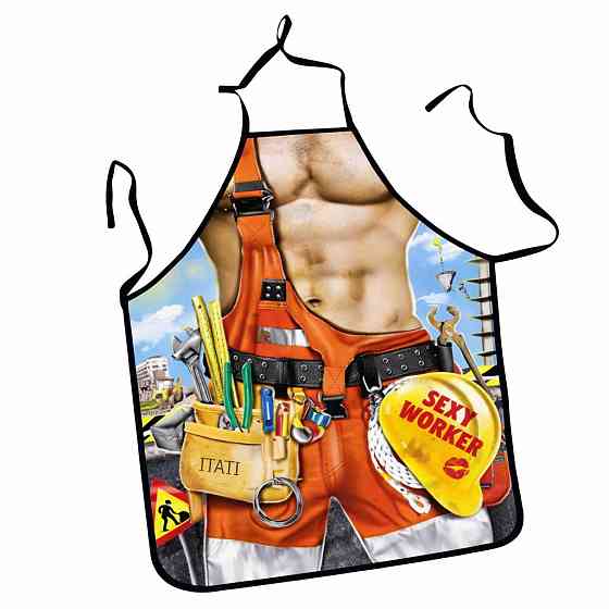 Фартук с приколом для мужчин Строитель 70 на 50 см разноцветный Киев