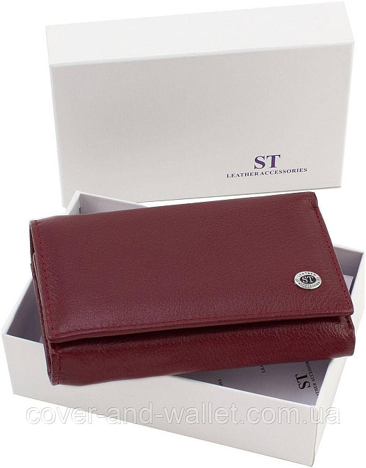 Компактний жіночий гаманець бордового кольору із натуральної шкіри ST 617-1 Київ - фото 8