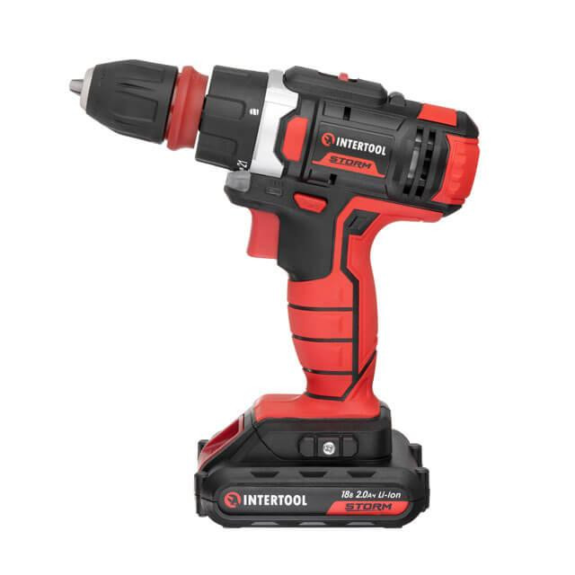 Дриль-шурупокрут акумуляторний, Li-Ion, 18 В, 25 Nm, 0-400/0-1500 об/хв, 2×2,0 Аг, знімний патрон INTERTOOL WT-0317 Київ - фото 4