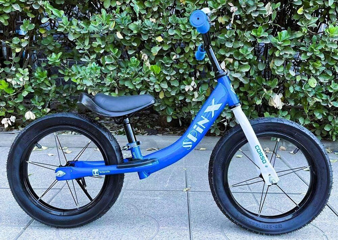 Велобіг CORSO Spin-X сталева рама колеса 14 надувні колеса підніжка підставка для ніг дзвінок Синій (PX-322-94) Чернігів - фото 1