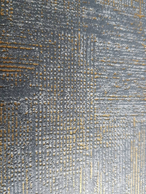 Шпалери вінілові на флізелін Marburg 82169 Giulia геометрія абстракція смуги точки 3д темно сині золотисті Київ - фото 3