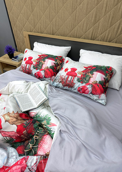 Комплект постельного белья Фланель, Евро 200х220 с Рождественским (Новогодним) принтом (88-200) Киев - изображение 6