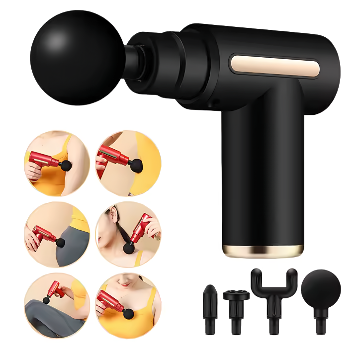 Портативний перкусійний масажер (масажний пістолет) для тіла з вбудованим штучним інтелектом - чорний Киев - изображение 5