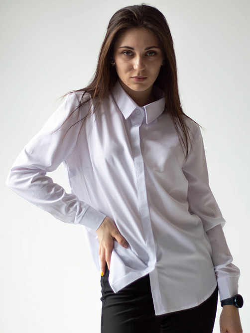 Классическая рубашка женская, белая, XS, 40-42 Лубны - изображение 1