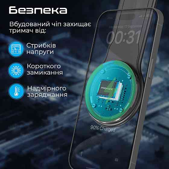 Бездротовий зарядний пристрій Promate Laxmount-15W MagSafe Black (laxmount-15w) ( Чорний ) Харків