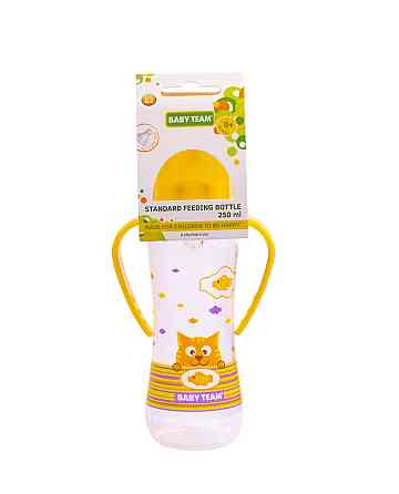 Пляшечка для годування з силіконовою соскою та ручками 0+ Baby team 250 мл Жовтий Кривий Ріг