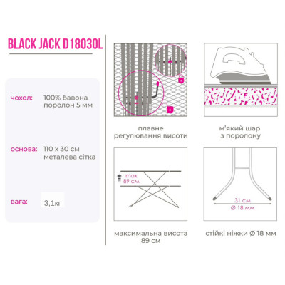 Гладильная доска Simplex Black Jack (D18030L) Винница - изображение 3