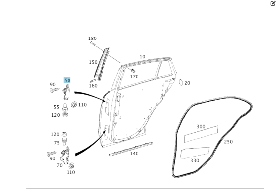 Mercedes-Benz  A2927300237 Верхня петля задніх правих дверей GLE Coupe C292 Одеса