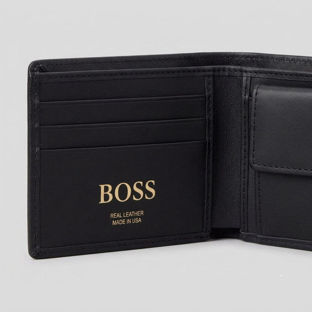 Мужской брендовый кошелек на кнопке Boss (7704-2) Киев - изображение 2