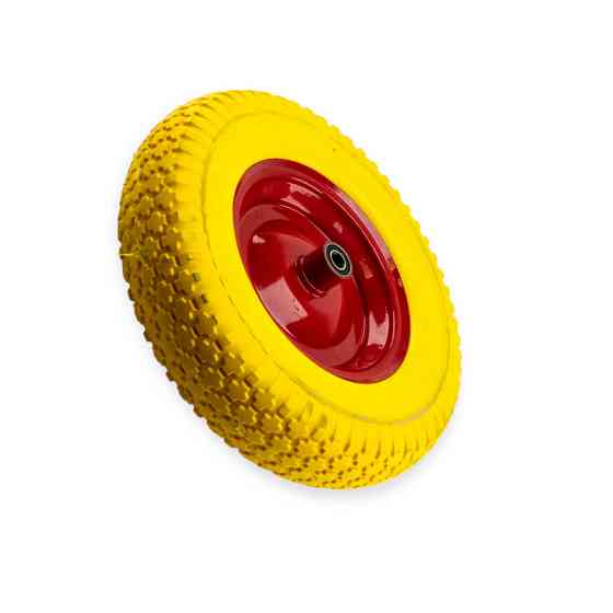 Колесо сборе тачка силикон желтое 4,00-8 диск под ось 16 мм без оси в Мукачево