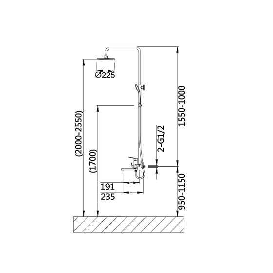Душова система універсальна Qtap Aries на три споживачі (з виливом) QTARI1112CRM47606 Chrome Київ