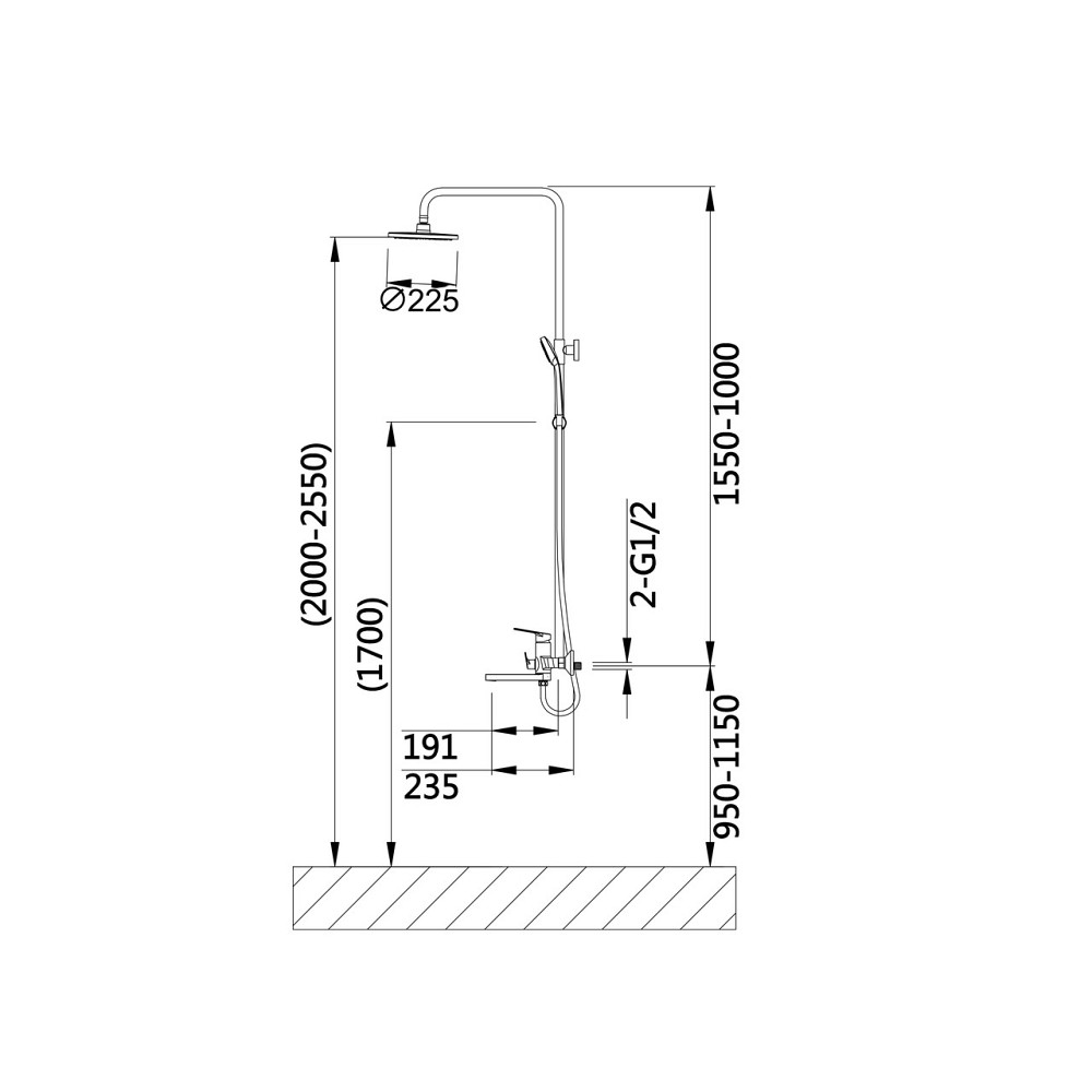 Душова система універсальна Qtap Aries на три споживачі (з виливом) QTARI1112CRM47606 Chrome Київ - фото 2