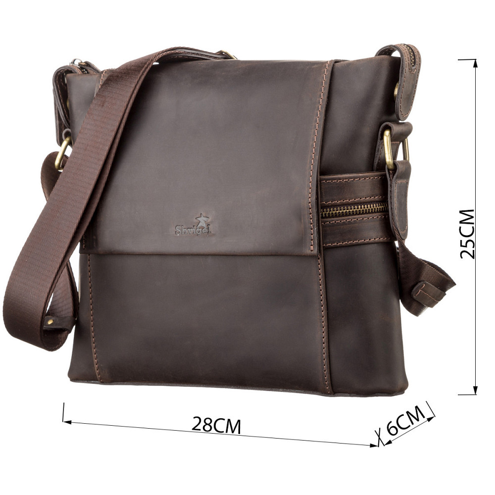 Сумка мужская SHVIGEL 11097 кожаная Коричневая Киев - изображение 4