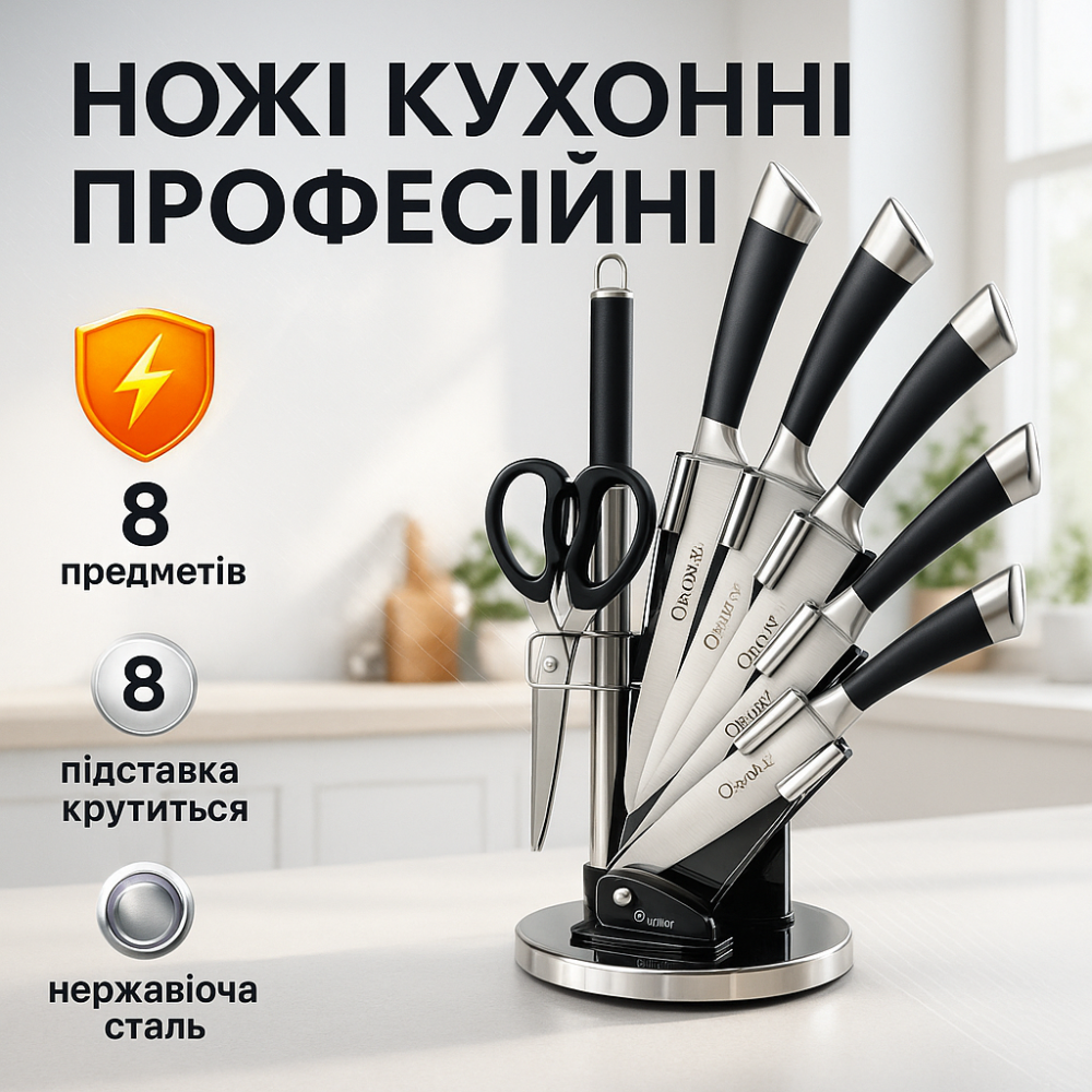 Набор ножей бытовой UNIQUE, Современные кухонные ножи, Набор кухонных ножей премиум EG-36 Львов - изображение 16