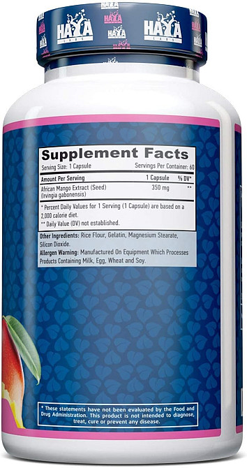 Экстракт семян африканского манго Haya Labs African Mango 350mg 60 Caps Луцк - изображение 2
