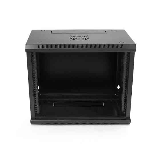 Шафа Merlion 9U, 600*350*500 (Ш*Г*В) мм загартоване скло, чорна, сталь 1,2мм, із замком (у розібраному вигляді!!!), Black Київ