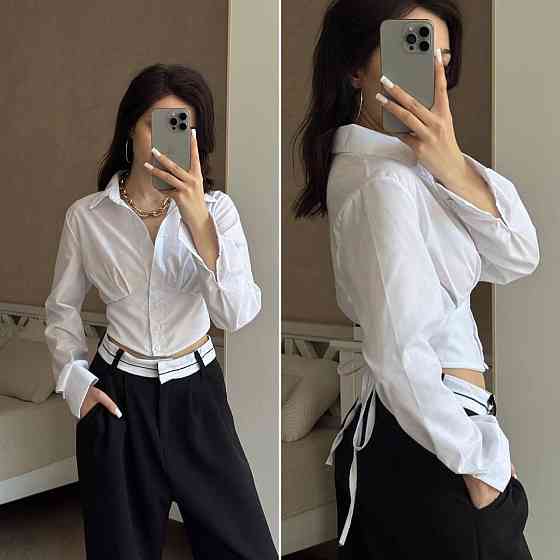 Жіноча базова приталена сороча з імітацією корсету котон Одеса