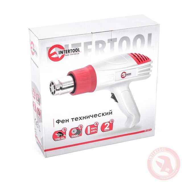 Фен технический 2000 Вт, 2 режима, 400-600 град., 300-500 л/мин INTERTOOL DT-2416 Коломия - фото 2