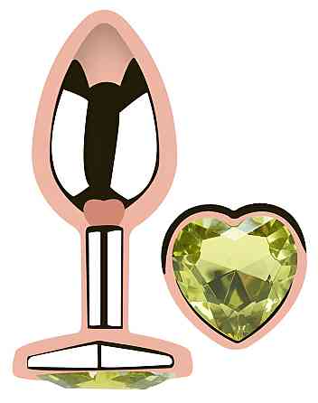Анальна пробка з кристалом EGZO - Rose Gold Heart Plug Lime size S Sex Aura Київ
