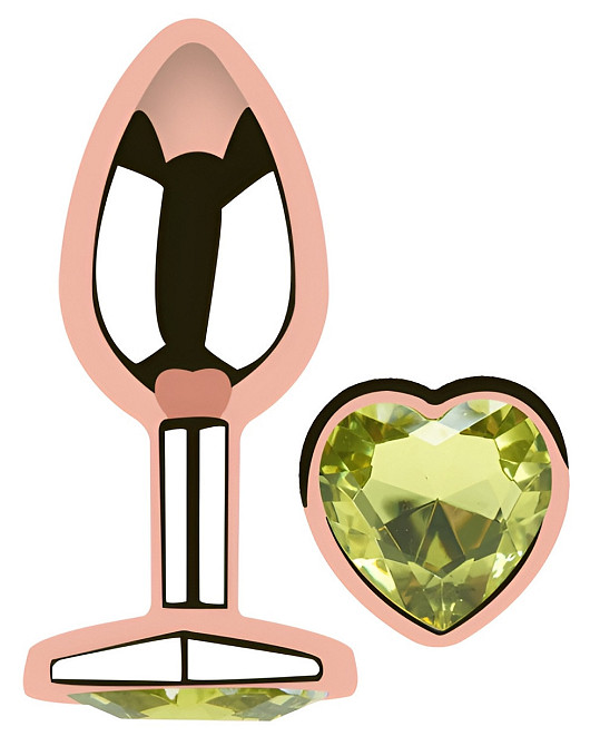 Анальна пробка з кристалом EGZO - Rose Gold Heart Plug Lime size S Sex Aura Київ - фото 2