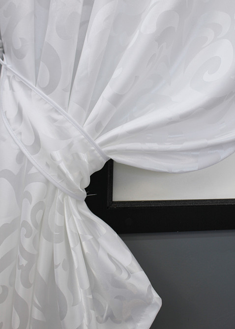 Комплект коротких штор VR-Textil Жаккард Вензель № 418ш Белый 130х170 см 2 шт (35-0238) Киев - изображение 4