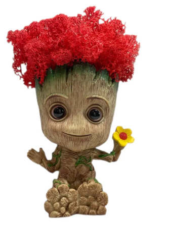 Горщик Грут Groot G8 Малюк з квіткою + стабілізований мох (Червоний) Вінниця