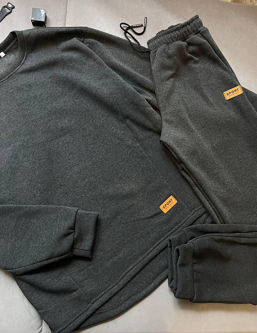 Чоловічий утеплений спортивний костюм baza трикотаж Тринит фліс Графіт, 50/52 Одеса - фото 2